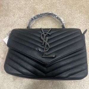 Yves Saint Laurent Black Chevron Satchel